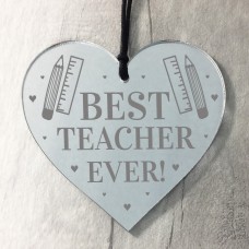 BEST TEACHER EVER Gift Engraved Heart Thank You Gift For Teacher