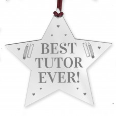 BEST TUTOR EVER Gift Acrylic Hanging Star Teacher Gifts