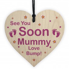 See You Soon Mummy Love Bump Wooden Heart Mummy Gift Bump Gifts 