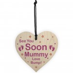 See You Soon Mummy Love Bump Wooden Heart Mummy Gift Bump Gifts 