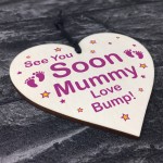 See You Soon Mummy Love Bump Wooden Heart Mummy Gift Bump Gifts 