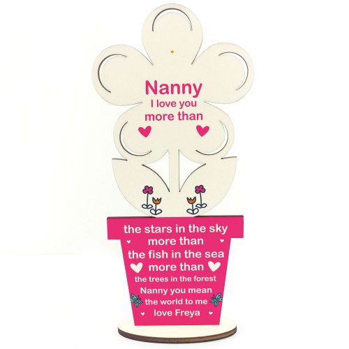 Nanny Gift Poem Personalised Flower Birthday Gift Grandparent