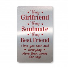 Girlfriend Gift For Valentines Anniversary Birthday Metal Card