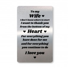 Gift For Wife For Anniversary Valentines Birthday Metal Card