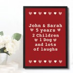 Personalised Valentines Anniversary Gift For Him Her Frame Print