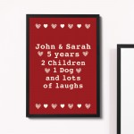 Personalised Valentines Anniversary Gift For Him Her Frame Print