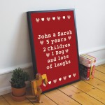 Personalised Valentines Anniversary Gift For Him Her Frame Print