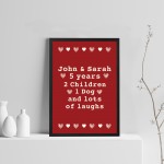 Personalised Valentines Anniversary Gift For Him Her Frame Print