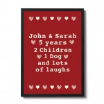 Personalised Valentines Anniversary Gift For Him Her Frame Print
