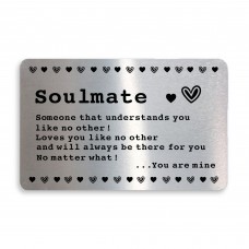 Soulmate Gift For Him Her Metal Card Valentines Day Anniversary