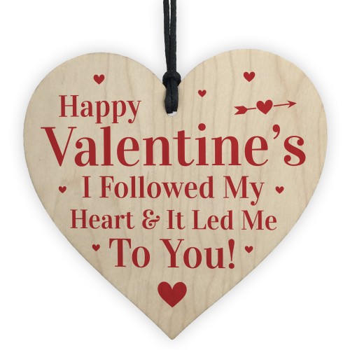 Happy Valentines Day Wooden Heart Plaque Gift For Him Her