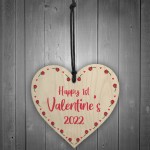 Happy 1st Valentines 2022 Gift Wood Heart Girlfriend Boyfriend