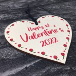 Happy 1st Valentines 2022 Gift Wood Heart Girlfriend Boyfriend