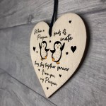 Penguin Gift For Husband Wife Girlfriend Boyfriend Wood Heart
