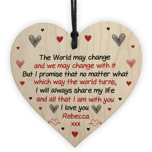 Novelty Gift For Boyfriend Girlfriend Wooden Heart Valentines 