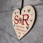 Our First Valentines Day Gift Wood Heart Personalised Boyfriend