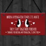 Novelty Gift For Valentines Anniversary Penguin Couple Gift