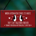 Novelty Gift For Valentines Anniversary Penguin Couple Gift