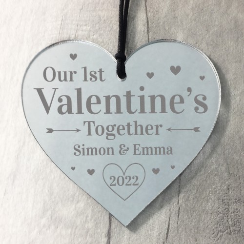 1st Valentines Day Together PERSONALISED Engraved Heart Gifts