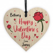 Happy Valentines Day Gift For Him Her Wood Heart Personalised