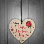 Happy Valentines Day Gift For Him Her Wood Heart Personalised