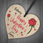 Happy Valentines Day Gift For Him Her Wood Heart Personalised