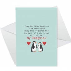 Penguin Card For Boyfriend Girlfriend Valentines Anniversary