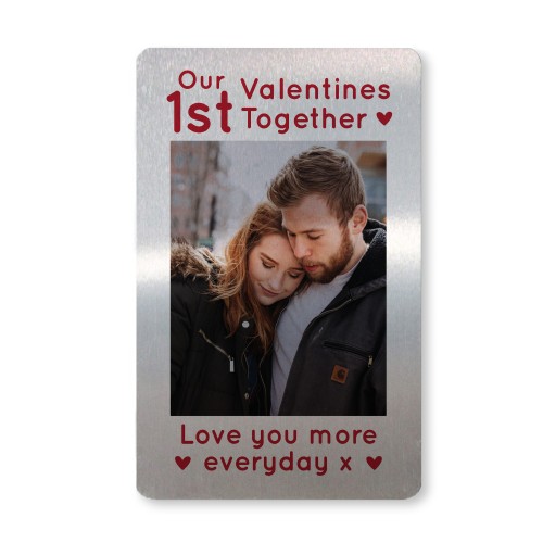 Personalised 1st Valentines Day Gift Metal Photo Wallet Card