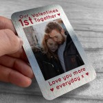 Personalised 1st Valentines Day Gift Metal Photo Wallet Card