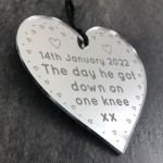 Personalised Day He Got Down On One Knee Engagement Gift Heart