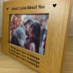 What I Love About You Valentines Anniversary Gift Personalised