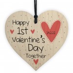 First 1st Valentines Day Together Wood Heart Boyfriend Her