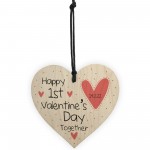 First 1st Valentines Day Together Wood Heart Boyfriend Her