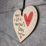 First 1st Valentines Day Together Wood Heart Boyfriend Her