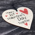 First 1st Valentines Day Together Wood Heart Boyfriend Her