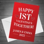 1st Valentines Together Card Personalised Perfect Card For Him