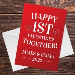 1st Valentines Together Card Personalised Perfect Card For Him