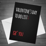 Funny Valentines Day Card For Him Her TO DO LIST Joke Husband