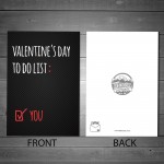 Funny Valentines Day Card For Him Her TO DO LIST Joke Husband