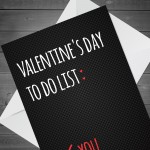 Funny Valentines Day Card For Him Her TO DO LIST Joke Husband