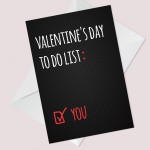 Funny Valentines Day Card For Him Her TO DO LIST Joke Husband