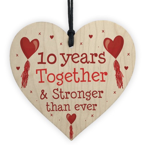 10th Anniversary Gift Wood Heart Perfect Gift For Husband Wife