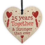 15th Anniversary Gift Wood Heart Perfect Gift For Husband Wife