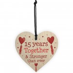 15th Anniversary Gift Wood Heart Perfect Gift For Husband Wife