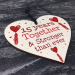 15th Anniversary Gift Wood Heart Perfect Gift For Husband Wife