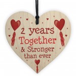 2nd Anniversary Gift Wood Heart Perfect Gift For Husband Wife