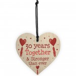 30th Anniversary Gift Wood Heart Perfect Gift For Husband Wife