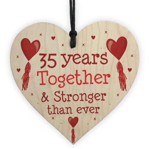 35th Anniversary Gift Wood Heart Perfect Gift For Husband Wife