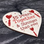 35th Anniversary Gift Wood Heart Perfect Gift For Husband Wife
