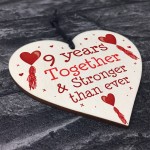 9th Anniversary Gift Wood Heart Perfect Gift For Husband Wife